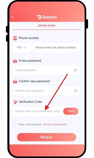  enter verification code to reset password